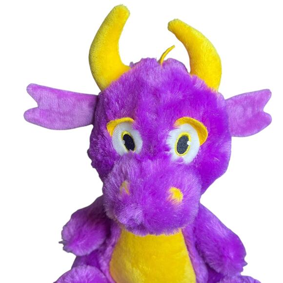 BJ TOY COMPANY Purple & Yellow Spyro Dragon with Horns 10in Plush Kids Toy - Picture 5 of 9